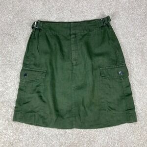 Athleta Voyager Linen Cargo Mini Skirt Womens Sz 2 Green Travel Lagenlook Safari